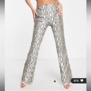 ASOS DESING faux leather flare pant in snake print - part of a set